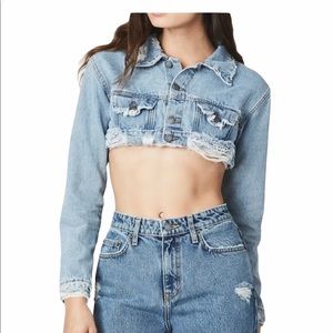 CARMAR Very Cropped White Denim Jacket